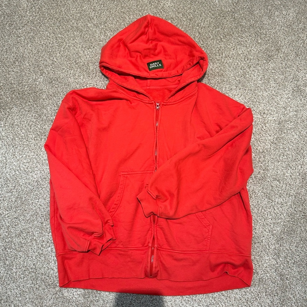 Daily drills Red Zip-Up Hoodie and sweatpants set